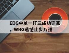 爱游戏ayx官方网页-EDG中单一打三成功守家，WBG遗憾止步八强